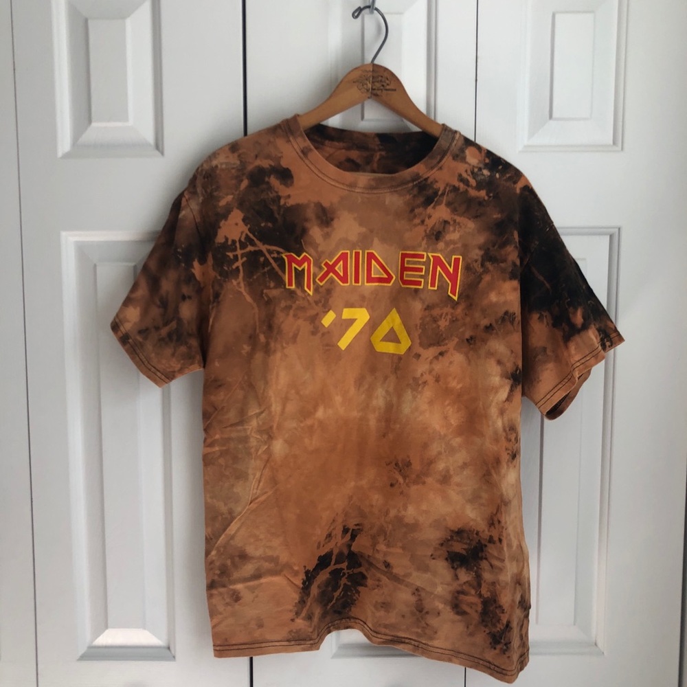 iron maiden hand-bleach dyed band tee